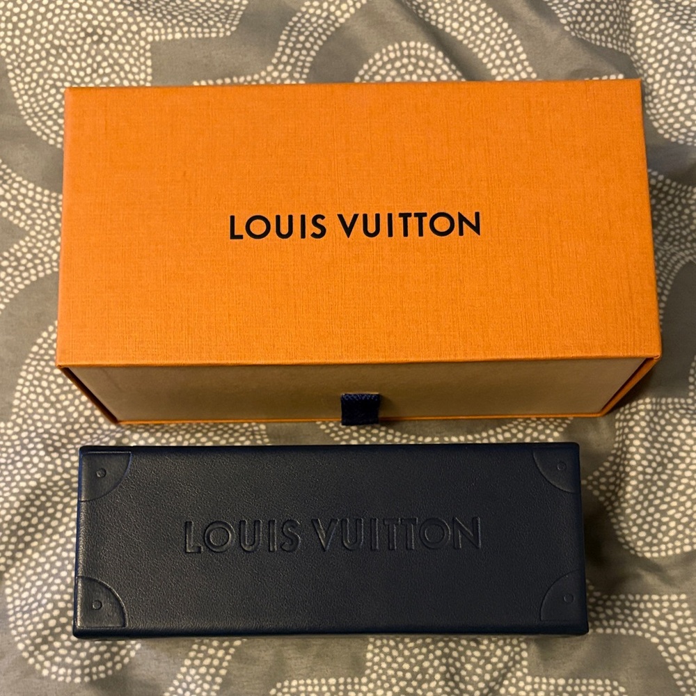 Louis Vuitton Orange box for glasses/sunglasses leather LV box Navy color